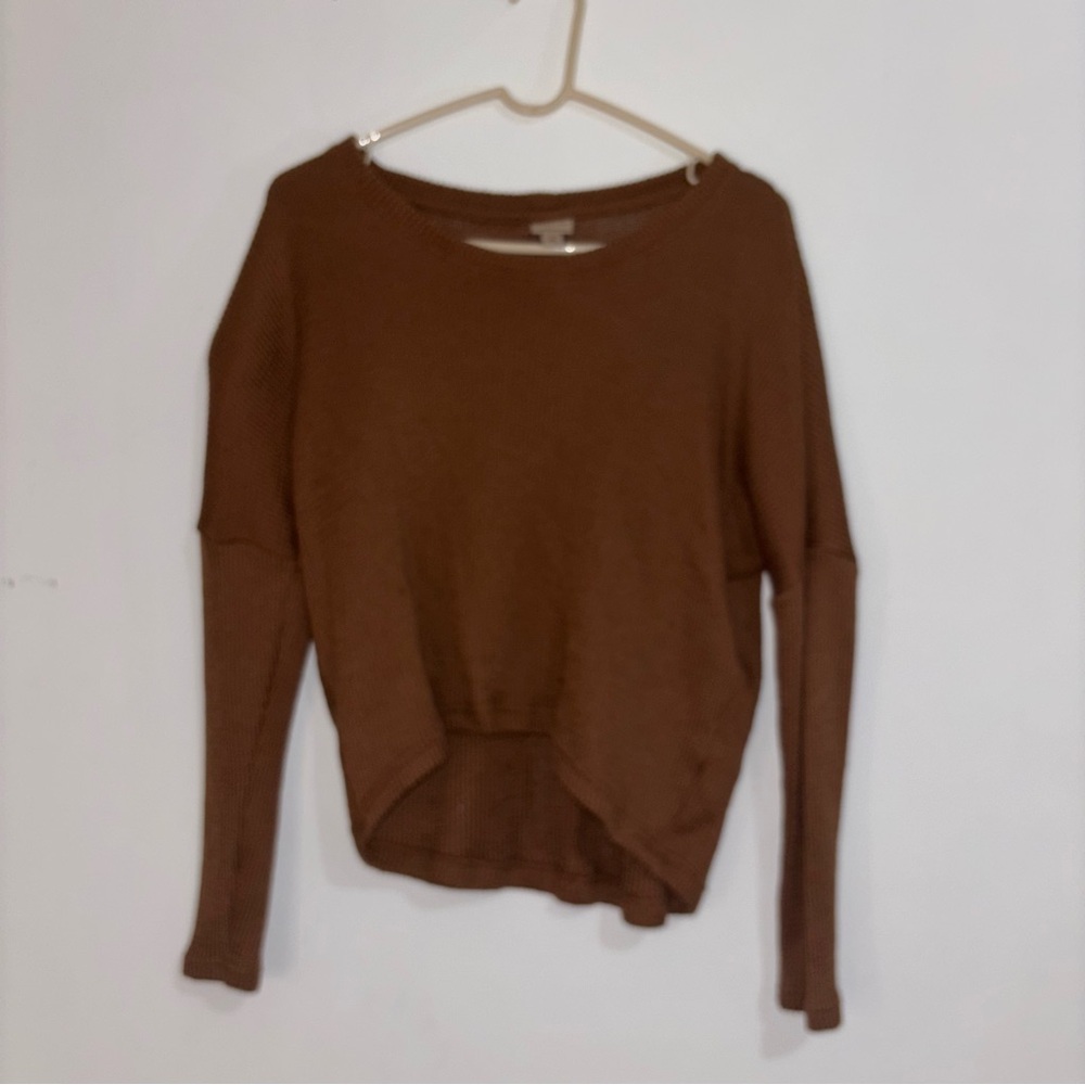 Brown Long Sleeve Knit Sweater